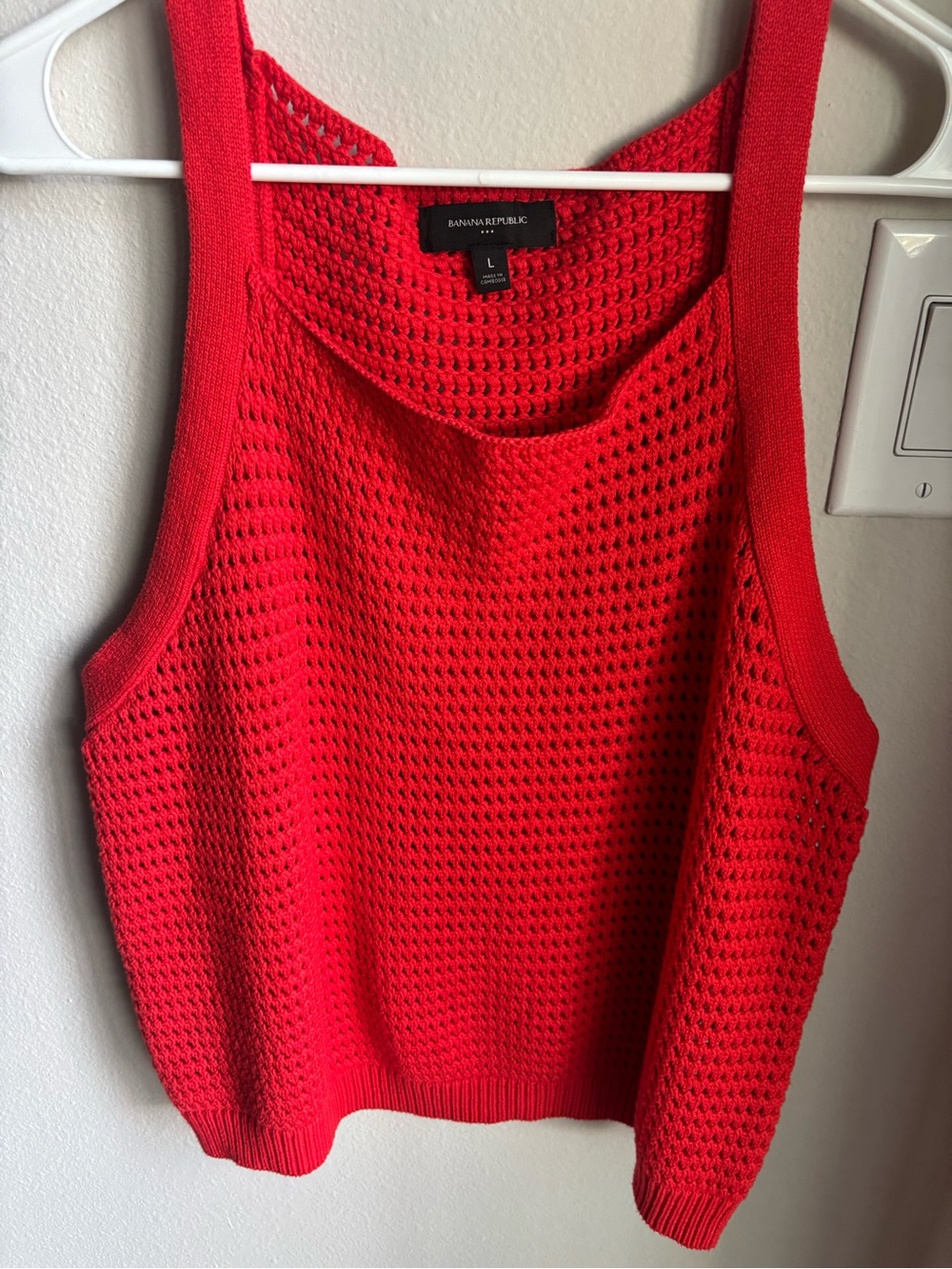 Banana Republic Bright Red Open-Knit Tank Top